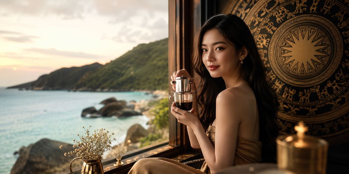 Không gian cà phê Côn Đảo minh họa trò chơi bài và ứng dụng mobile